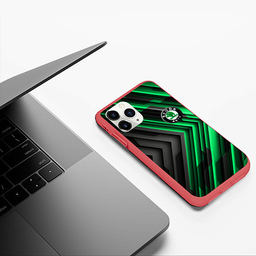 Чехол iPhone 11 Pro матовый Skoda строгий стиль / 3D-Красный – фото 3