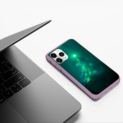 Чехол iPhone 11 Pro матовый Новогодняя неоновая кибер-елочка, цвет: 3D-сиреневый — фото 2