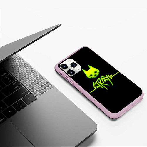 Чехол iPhone 11 Pro матовый Stray green neon / 3D-Розовый – фото 3