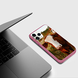 Чехол iPhone 11 Pro матовый Милая коровка, цвет: 3D-малиновый — фото 2