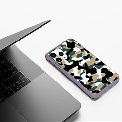 Чехол iPhone 11 Pro матовый Камуфляж Snow - Trees - Shrubs, цвет: 3D-серый — фото 2