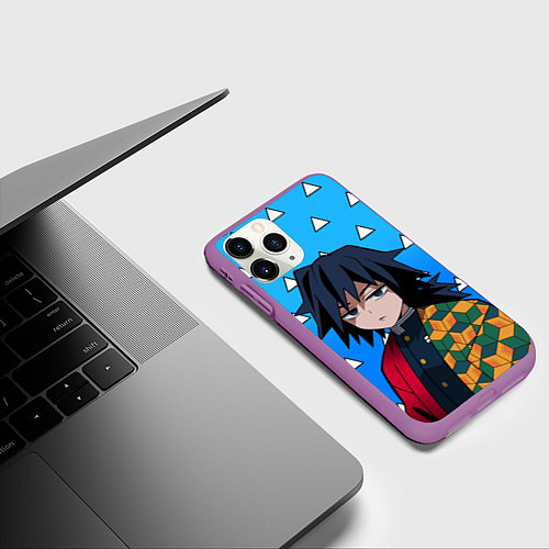 Чехол iPhone 11 Pro матовый Гию Томиока: Мем - Градиент / 3D-Фиолетовый – фото 3