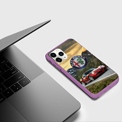 Чехол iPhone 11 Pro матовый Альфа - Ромео на горной дороге, цвет: 3D-фиолетовый — фото 2