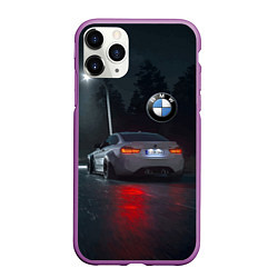 Чехол iPhone 11 Pro матовый Крутая бэха на ночной трассе, цвет: 3D-фиолетовый