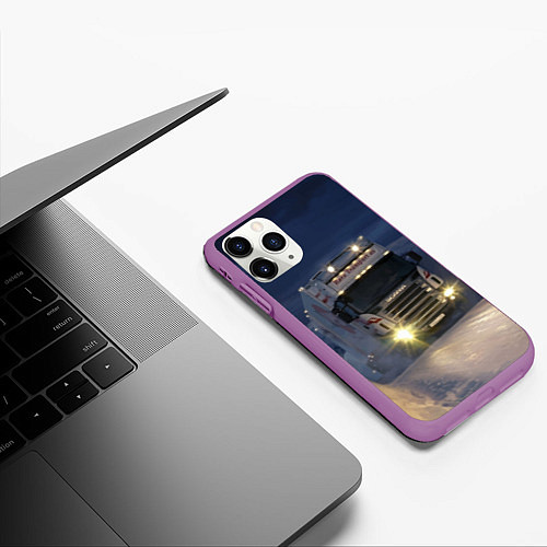 Чехол iPhone 11 Pro матовый Для фуры Scania нет преград / 3D-Фиолетовый – фото 3