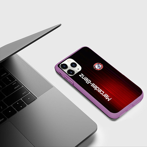 Чехол iPhone 11 Pro матовый Mercedes-Benz art / 3D-Фиолетовый – фото 3