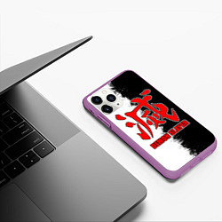 Чехол iPhone 11 Pro матовый Demon Slayer - красный логотип истребителя, цвет: 3D-фиолетовый — фото 2