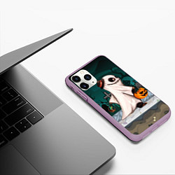 Чехол iPhone 11 Pro матовый Приведение на хэллоуин, цвет: 3D-сиреневый — фото 2