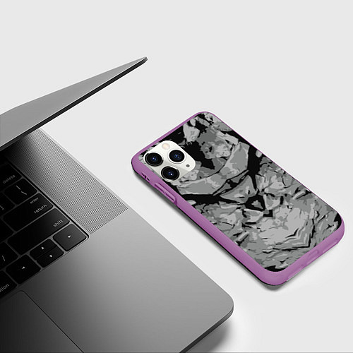 Чехол iPhone 11 Pro матовый Каменный страж / 3D-Фиолетовый – фото 3