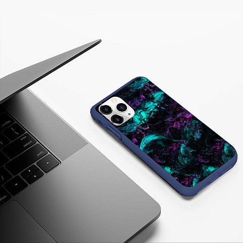 Чехол iPhone 11 Pro матовый Неоновые Коралы / 3D-Тёмно-синий – фото 3