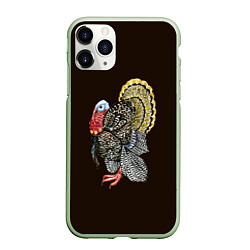 Чехол iPhone 11 Pro матовый Рисунок большой индюшки, цвет: 3D-салатовый