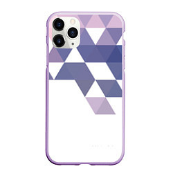 Чехол iPhone 11 Pro матовый Розово-фиолетовый паттерн и белый фон, цвет: 3D-сиреневый
