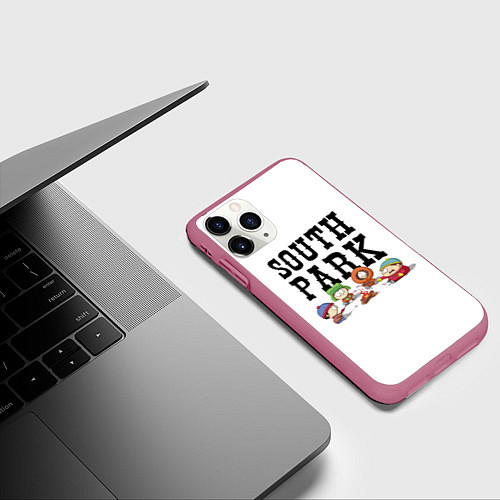 Чехол iPhone 11 Pro матовый South park кострёр / 3D-Малиновый – фото 3