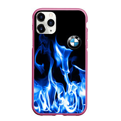 Чехол iPhone 11 Pro матовый BMW fire, цвет: 3D-малиновый