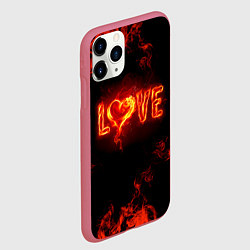 Чехол iPhone 11 Pro матовый Fire love, цвет: 3D-малиновый — фото 2