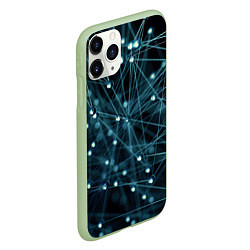 Чехол iPhone 11 Pro матовый Молекулы, цвет: 3D-салатовый — фото 2