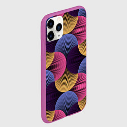 Чехол iPhone 11 Pro матовый Абстрактные полосы - оптическая иллюзия, цвет: 3D-фиолетовый — фото 2
