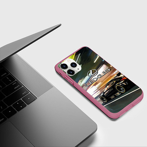 Чехол iPhone 11 Pro матовый Lexus - скорость режим / 3D-Малиновый – фото 3