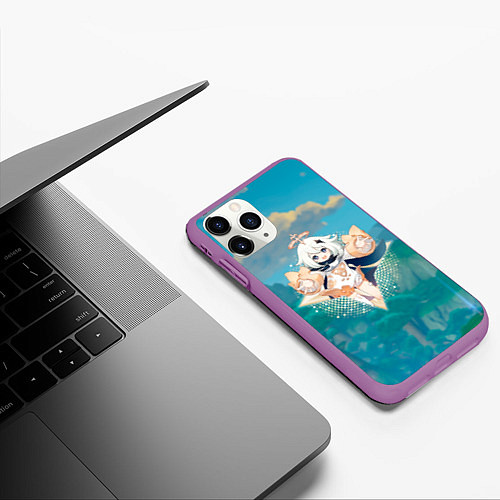 Чехол iPhone 11 Pro матовый Паймон в примогеме / 3D-Фиолетовый – фото 3