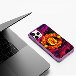 Чехол iPhone 11 Pro матовый Manchester United, цвет: 3D-фиолетовый — фото 2