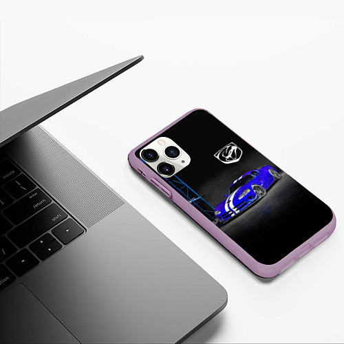 Чехол iPhone 11 Pro матовый Dodge Viper SRT GTS / 3D-Сиреневый – фото 3