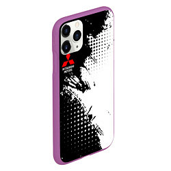 Чехол iPhone 11 Pro матовый Mitsubishi - черно-белая абстракция, цвет: 3D-фиолетовый — фото 2