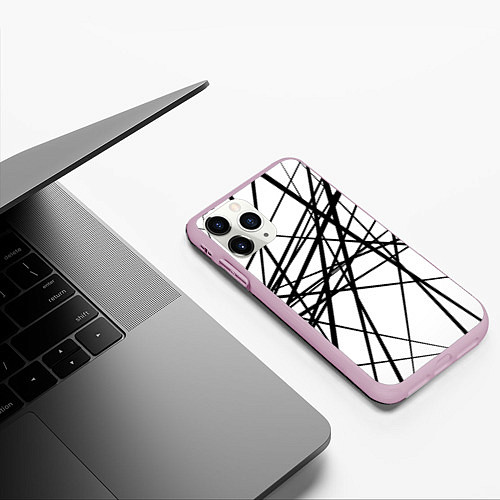 Чехол iPhone 11 Pro матовый Пересечение линий / 3D-Розовый – фото 3