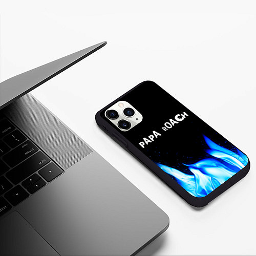 Чехол iPhone 11 Pro матовый Papa Roach blue fire / 3D-Черный – фото 3