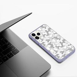 Чехол iPhone 11 Pro матовый Камуфляж цифра светло-серый крупный, цвет: 3D-светло-сиреневый — фото 2