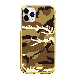 Чехол iPhone 11 Pro матовый Камуфляж Woodland осень крупный, цвет: 3D-желтый