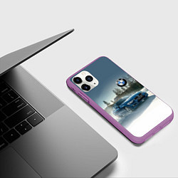Чехол iPhone 11 Pro матовый Крутая бэха мчится по лесной дороге, цвет: 3D-фиолетовый — фото 2