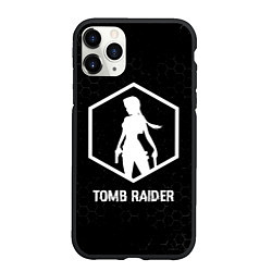 Чехол iPhone 11 Pro матовый Tomb Raider glitch на темном фоне, цвет: 3D-черный