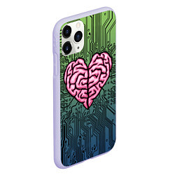 Чехол iPhone 11 Pro матовый Heart brain chip, цвет: 3D-светло-сиреневый — фото 2