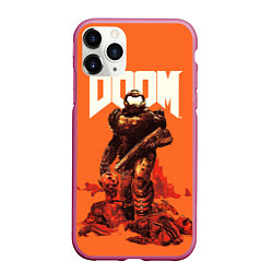 Чехол iPhone 11 Pro матовый DOOM - Doomguy, цвет: 3D-малиновый