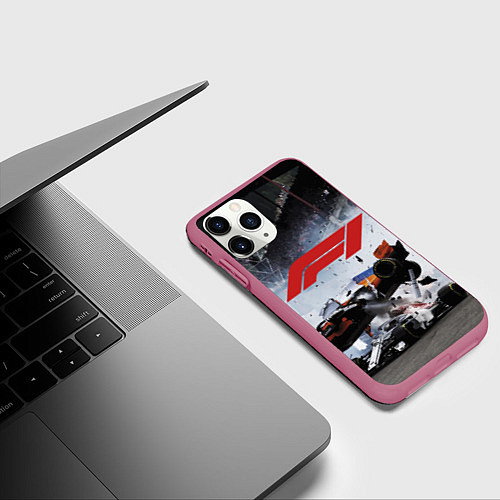 Чехол iPhone 11 Pro матовый Формула 1 - ни за что, блин! / 3D-Малиновый – фото 3