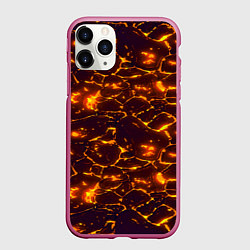 Чехол iPhone 11 Pro матовый Раскалённый камуфляж, цвет: 3D-малиновый