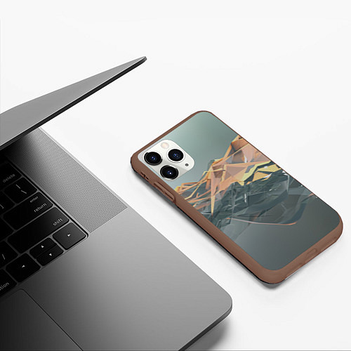 Чехол iPhone 11 Pro матовый Абстрактное жидкое стекло / 3D-Коричневый – фото 3