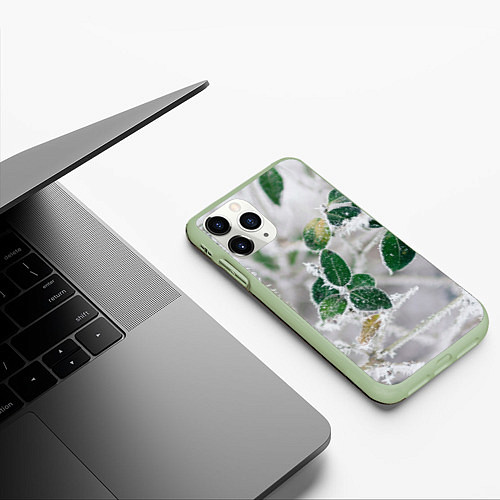 Чехол iPhone 11 Pro матовый Green winter / 3D-Салатовый – фото 3