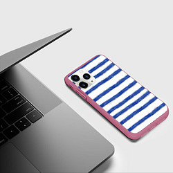 Чехол iPhone 11 Pro матовый Рыбы в полоску, цвет: 3D-малиновый — фото 2