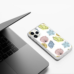 Чехол iPhone 11 Pro матовый Морские обитатели, цвет: 3D-белый — фото 2