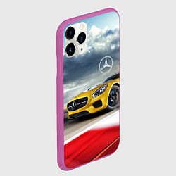 Чехол iPhone 11 Pro матовый Mercedes AMG V8 Biturbo на трассе, цвет: 3D-фиолетовый — фото 2