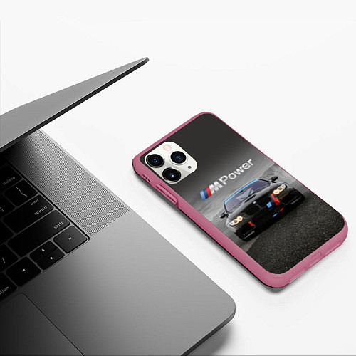Чехол iPhone 11 Pro матовый Спортивная бэха в пустыне / 3D-Малиновый – фото 3