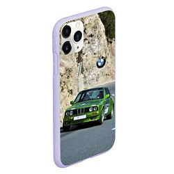 Чехол iPhone 11 Pro матовый Зелёная бэха на горной дороге, цвет: 3D-светло-сиреневый — фото 2