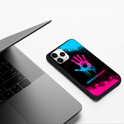 Чехол iPhone 11 Pro матовый Death Stranding - neon gradient / 3D-Черный – фото 3