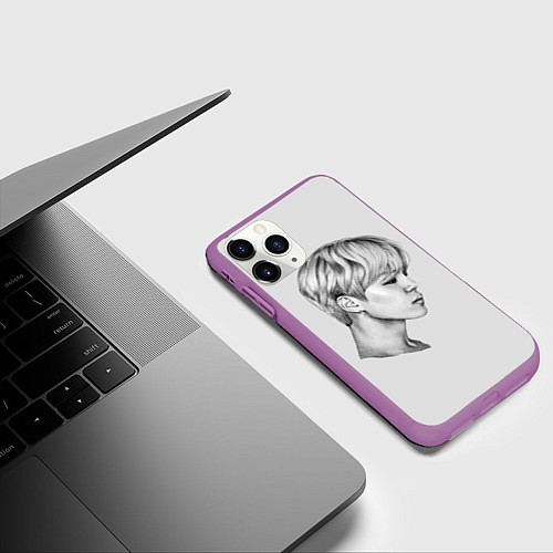 Чехол iPhone 11 Pro матовый Чимин Рисунок карандашом / 3D-Фиолетовый – фото 3