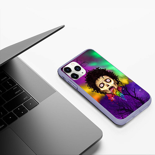 Чехол iPhone 11 Pro матовый Зомби с радугой / 3D-Светло-сиреневый – фото 3