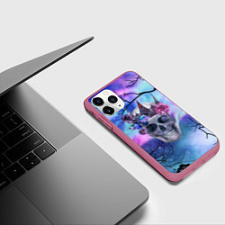 Чехол iPhone 11 Pro матовый Череп короля, цвет: 3D-малиновый — фото 2