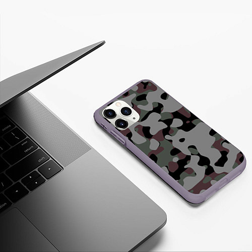 Чехол iPhone 11 Pro матовый Камуфляж Urban Night / 3D-Серый – фото 3