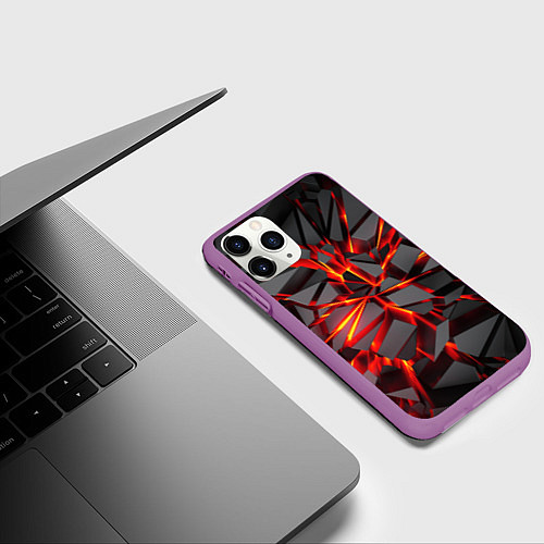 Чехол iPhone 11 Pro матовый Неоновый блеск / 3D-Фиолетовый – фото 3