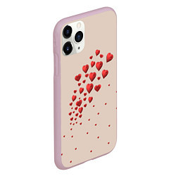 Чехол iPhone 11 Pro матовый Поляна из рассыпанных алых сердечек, цвет: 3D-розовый — фото 2